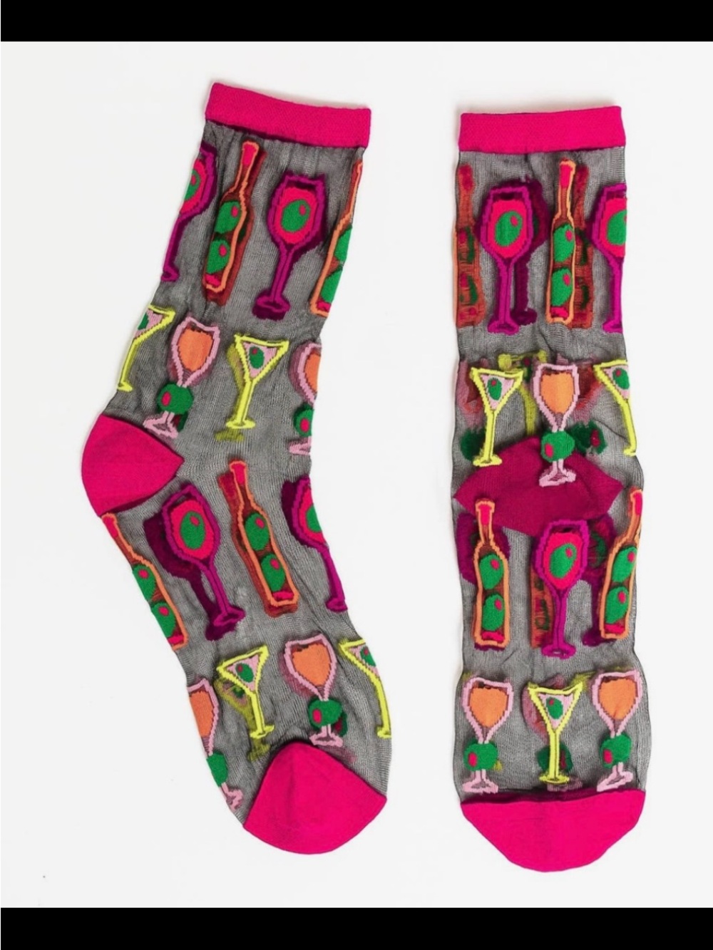 Sock Candy Cocktail Hour Block Sheer Crew Sock. Price firm.